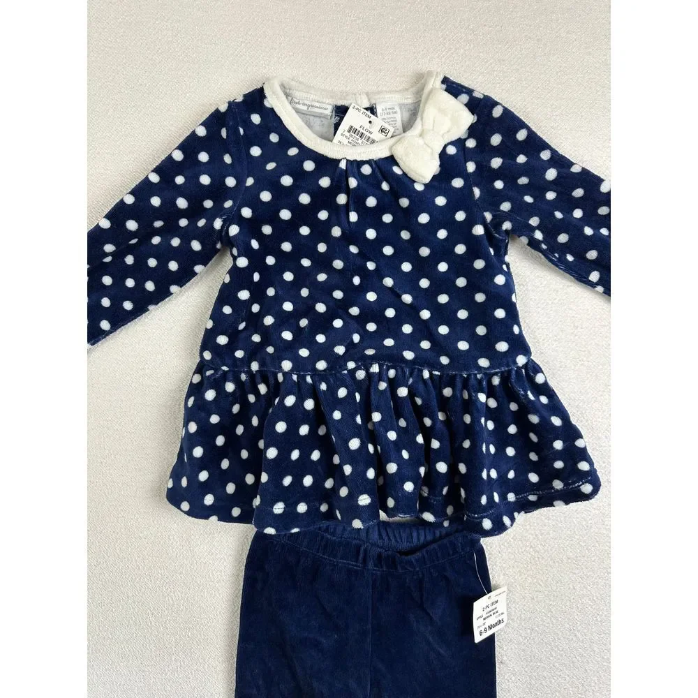 First Impressions Matching Set Girls 6-9 Months Polka Dot Top Corduroy Pants NWT